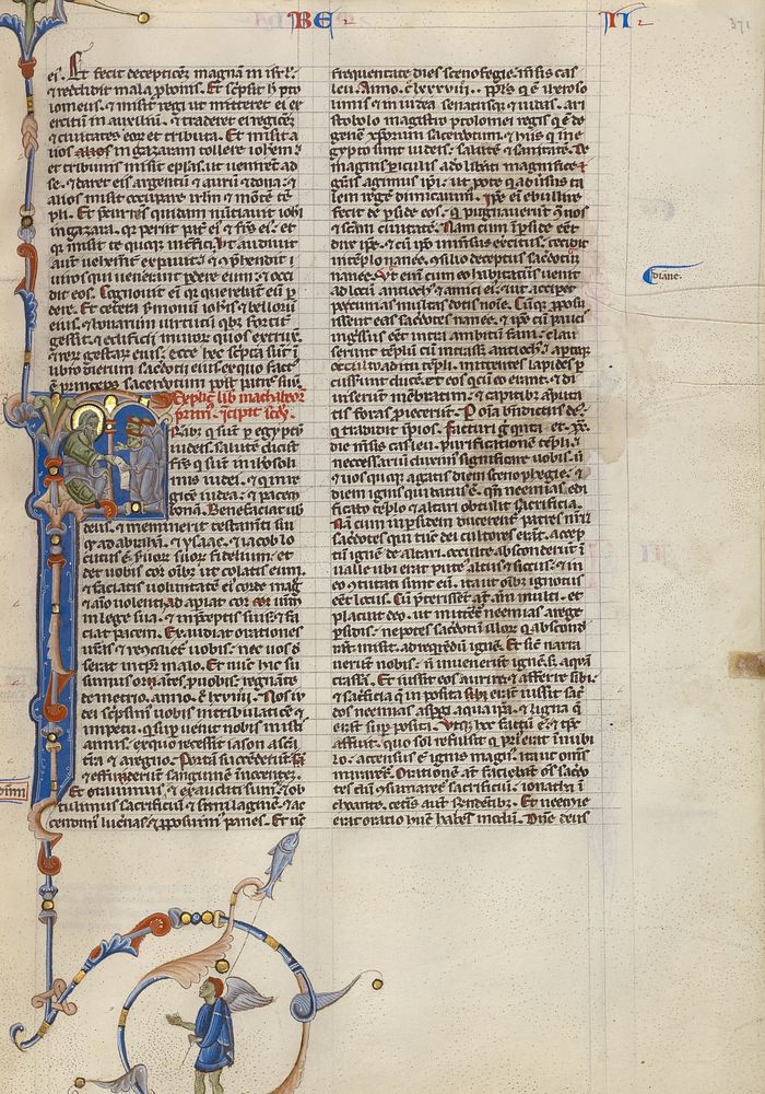 Initial F: Seated Prophet Showing a Scroll to Monks