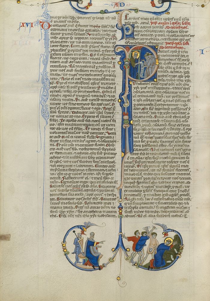 Initial I: Paul Handing a Scroll to Friars