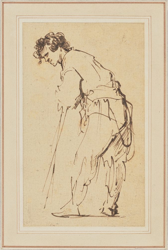 Young Man Leaning on a Stick by Rembrandt Harmensz van Rijn