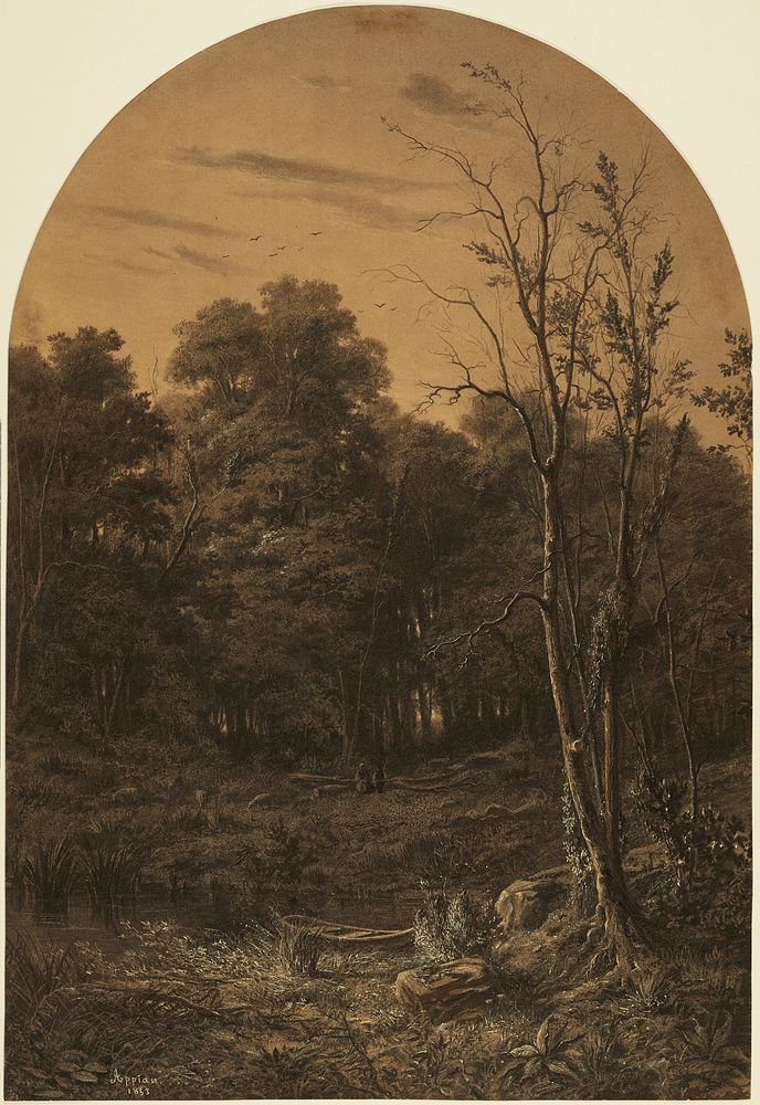 Forest Landscape near a Pond by Adolphe Appian