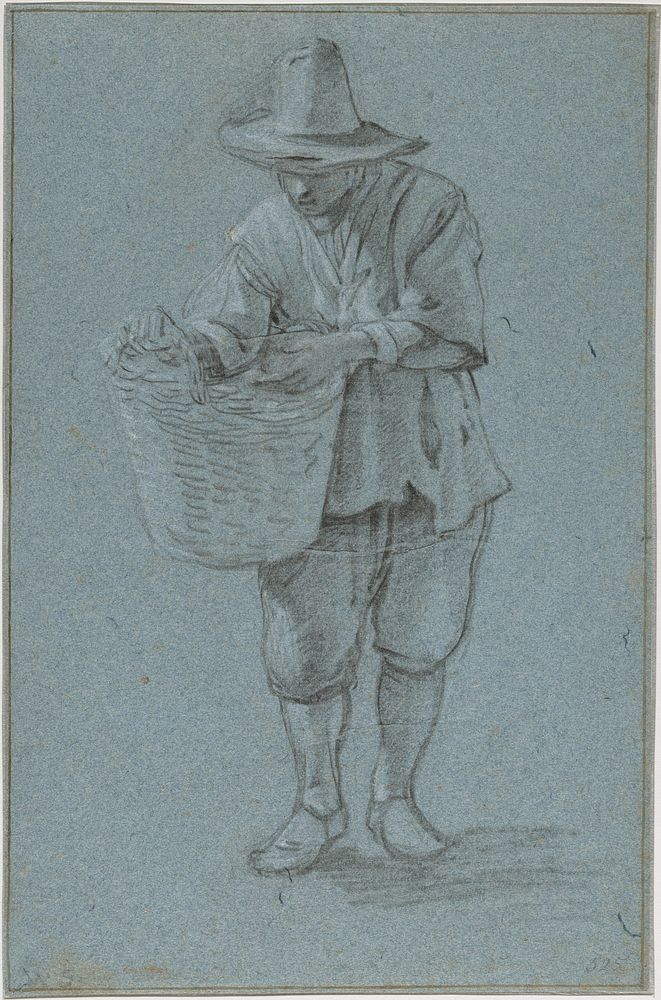 Study of a Man Holding a Basket by Willem Schellinks
