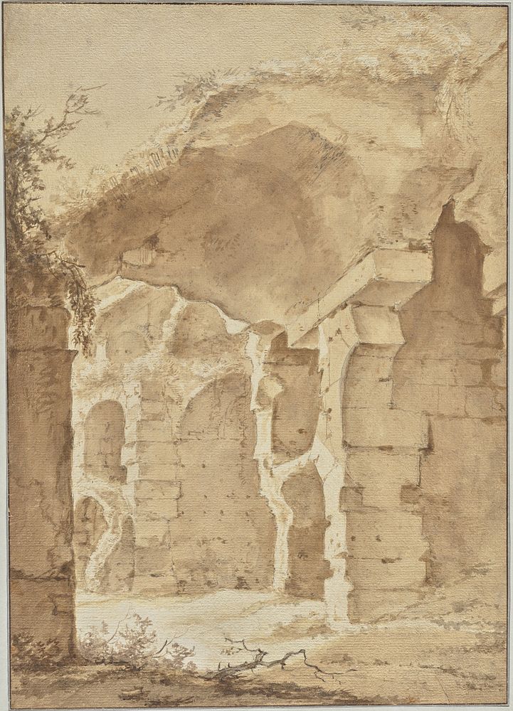 Antique Ruins (recto); An Animated Landscape (verso) by Willem Schellinks