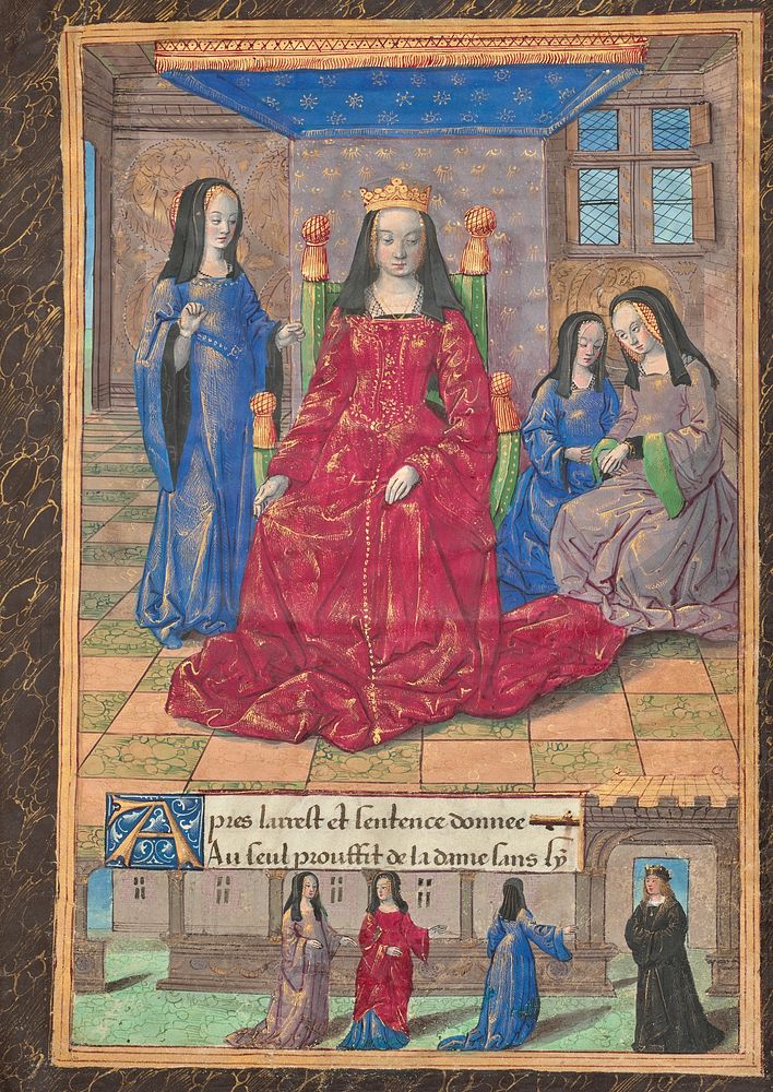 Anne of Brittany Enthroned and Accompanied by Her Ladies-in-Waiting by Master of the Chronique scandaleuse