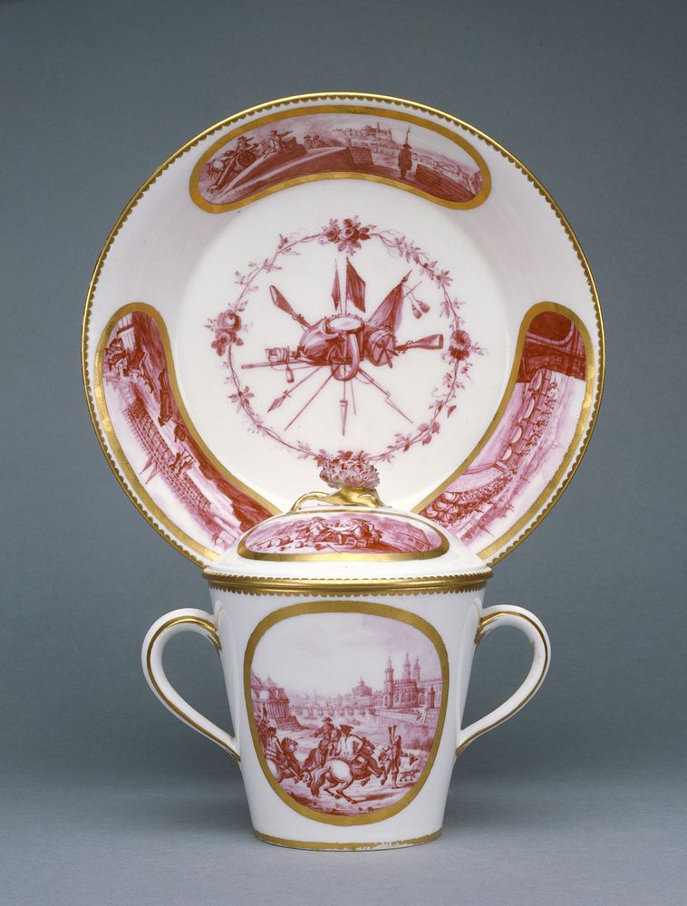 Covered Cup and Saucer (gobelet à lait et soucoupe, deuxième grandeur) by Christian Gotthelf Grossman and Sèvres Manufactory