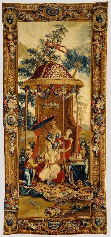 Tapestry: Le Thé de l'impératrice, from L'Histoire de l'empereur de la Chine Series by Beauvais Manufactory, Philippe…