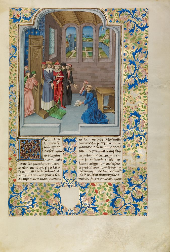 Froissart Kneeling before Gaston Phébus, Count of Foix by Master of the Soane Josephus
