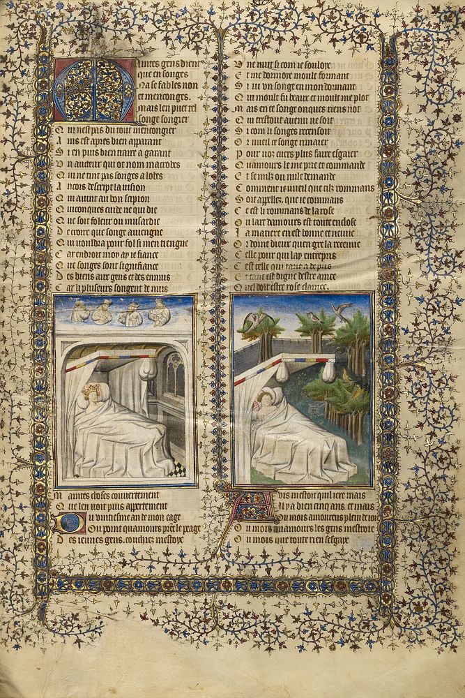 Scipio Lying in Bed Dreaming; Guillaume de Lorris Lying in Bed Dreaming
