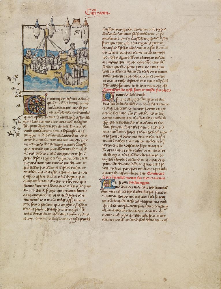 The Fleet of Hannibal Sailing to Spain by First Master of the Bible historiale of Jean de Berry