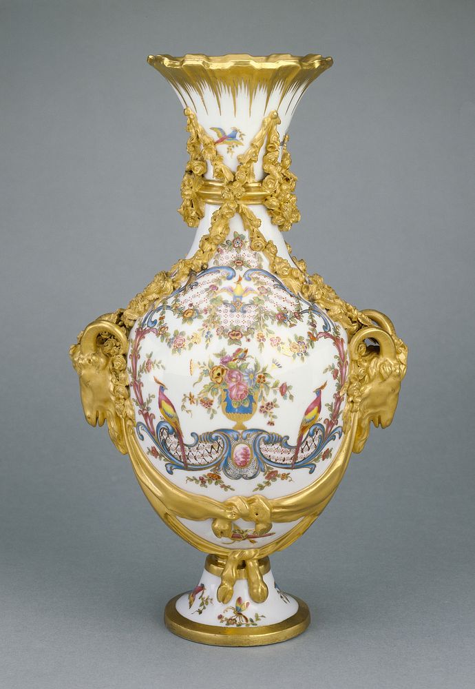 Pair of Vases (vases bouc du Barry B) by Fallot, Jean Chauvaux the Younger and Sèvres Manufactory