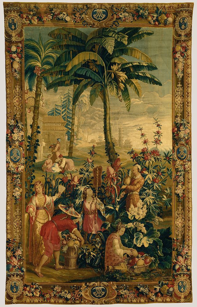 Tapestry: La Récolte des ananas, from L'Histoire de l'empereur de la Chine Series by Guy Louis Vernansal, Jean Baptiste…