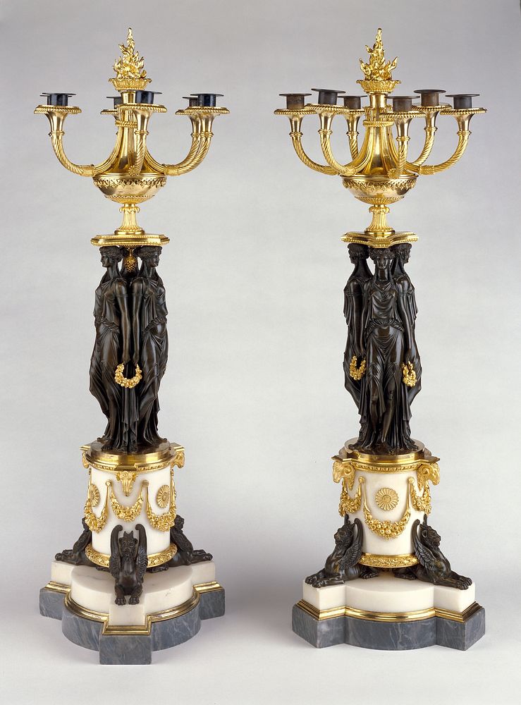 Pair of Candelabra by Pierre Philippe Thomire, Louis Simon Boizot and Jean Demosthene Dugourc
