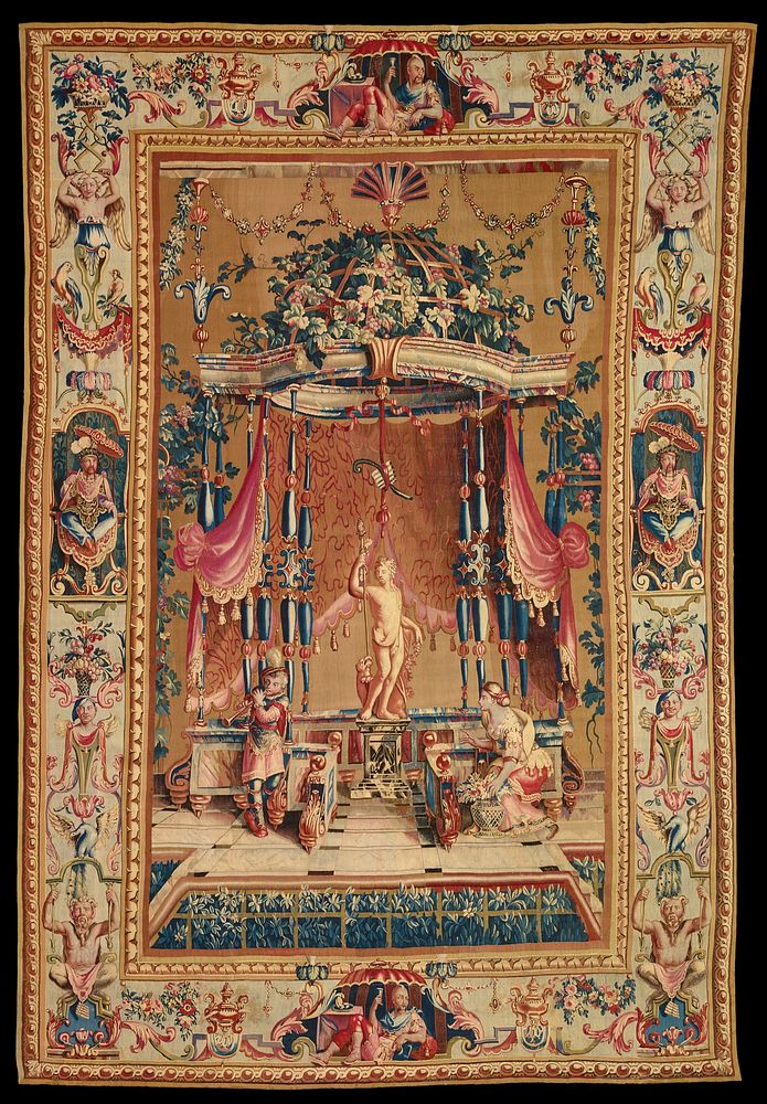 Tapestry: L'Offrand à Bacchus from Les Grotesques Series by Jean Baptiste Monnoyer, Guy Louis Vernansal and Beauvais…