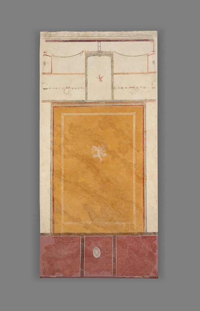 Frescoed Wall with White Ground and Yellow Center Panel