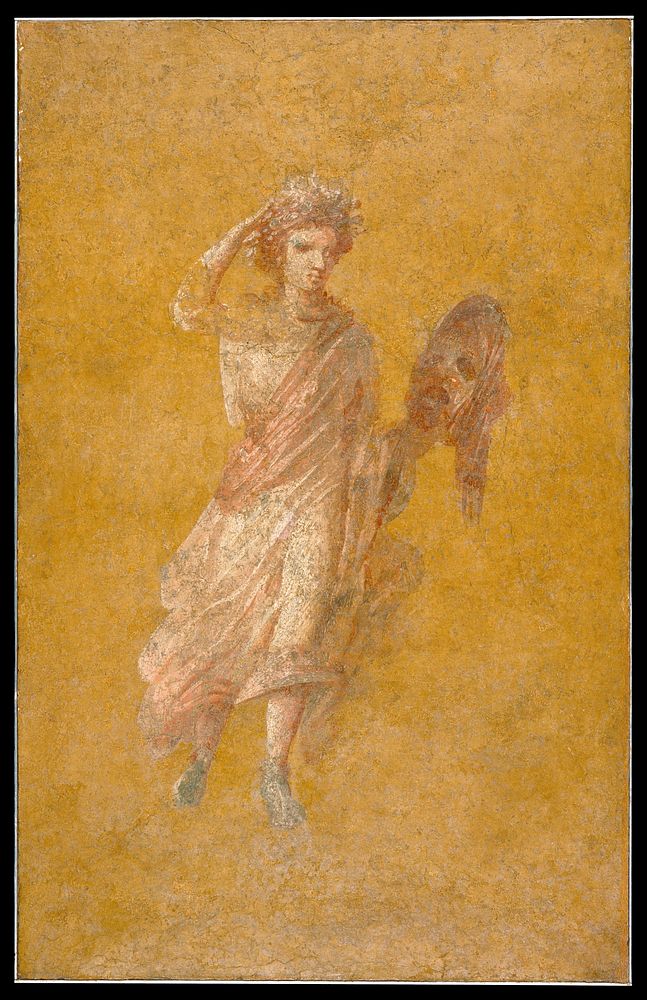 Fragment of a Yellow Fresco Panel with Muse