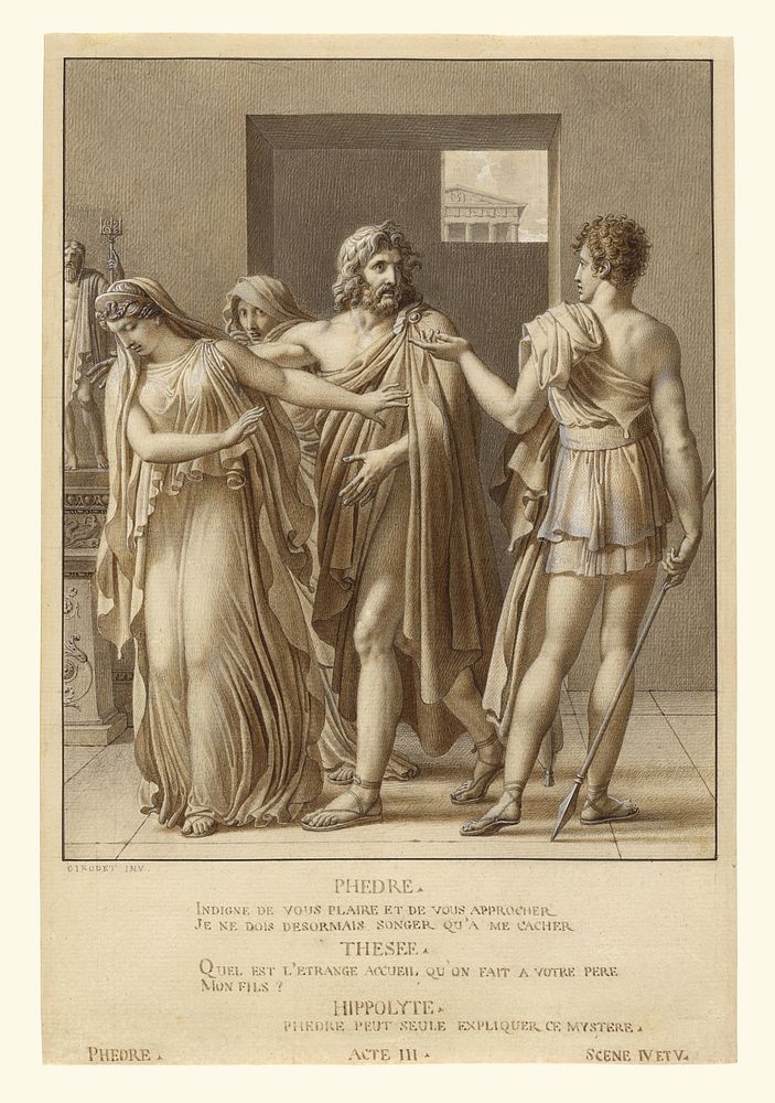 Phaedra Rejecting the Embraces of Theseus by Anne Louis Girodet de Roucy Trioson