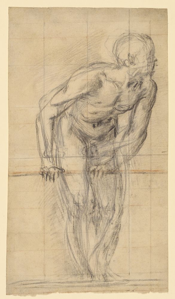 A Standing Male Nude (recto); A Standing Male Nude (verso) by Giovanni Battista Naldini
