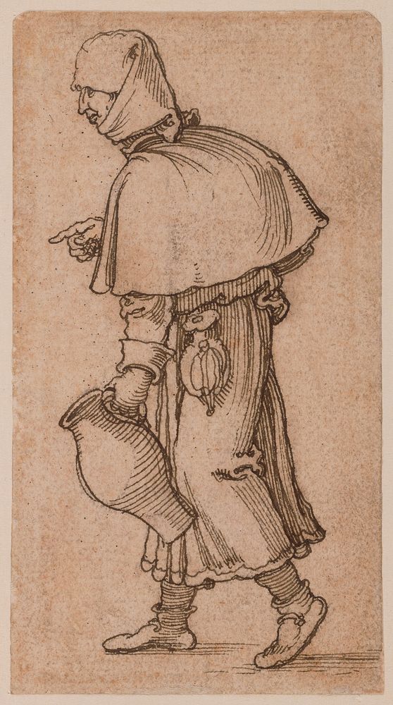 A Peasant Woman Carrying a Jug by Sebald Beham