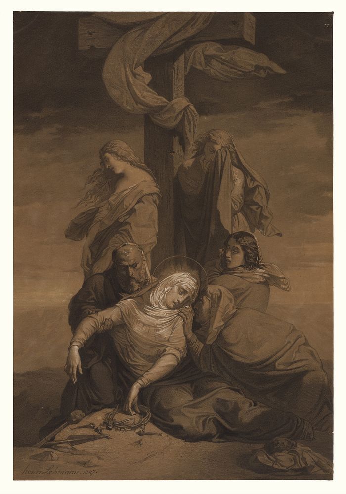 Lamentation at the Foot of the Cross by Henri Lehmann Karl Ernest Rodolphe Heinrich Salem Lehmann