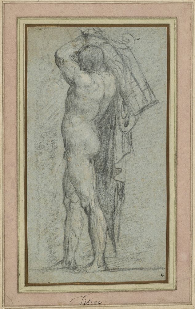 Nude Man Carrying a Rudder on His Shoulder by Titian Tiziano Vecellio