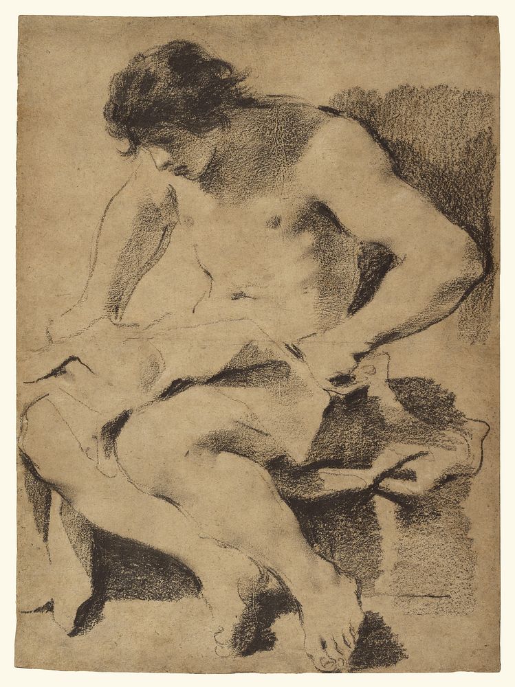 Study of a Seated Young Man by Giovanni Francesco Barbieri called il Guercino  The Squinter