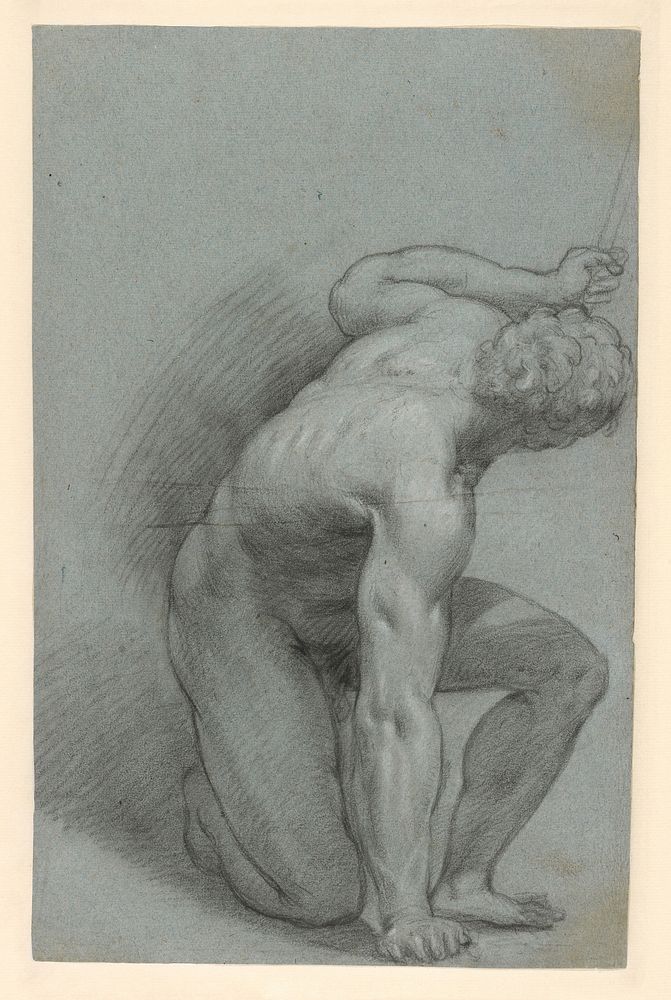 Kneeling Figure (recto); Reclining Figure (verso) by Agostino Carracci