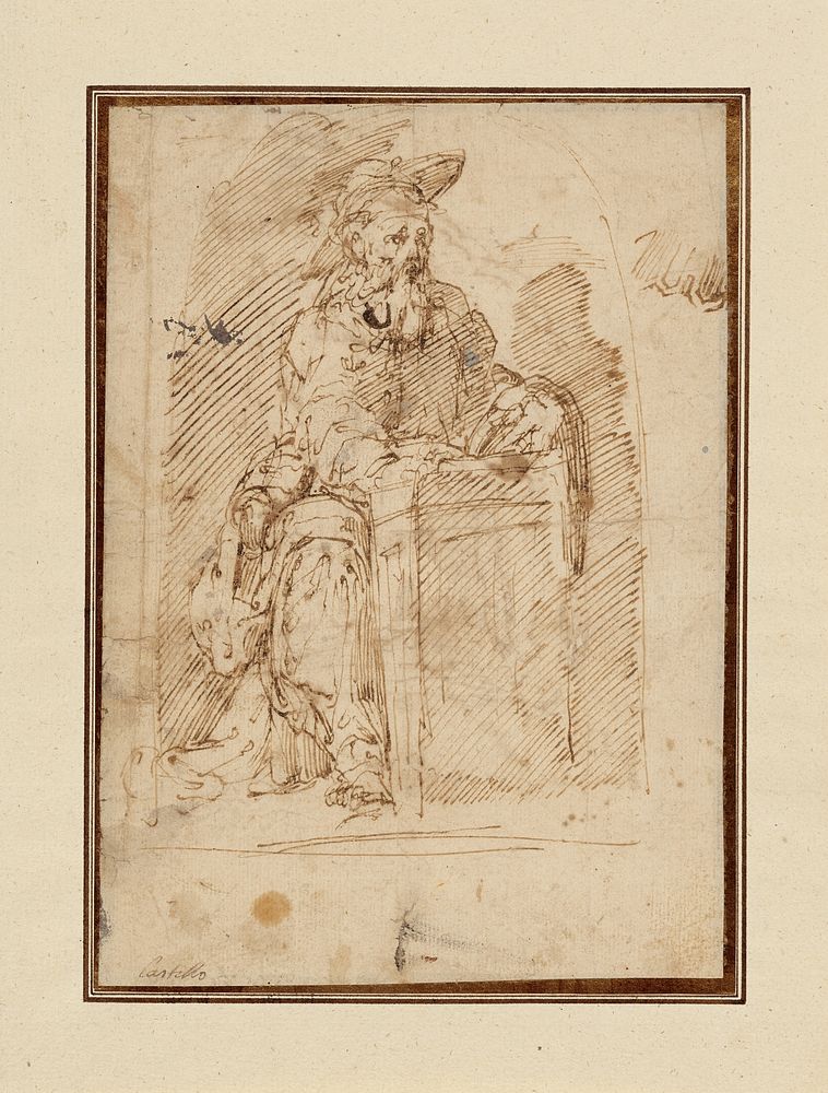 St. Jerome (recto); Kneeling Male Nude, with His Head and Shoulders Leaning Back (verso) by Juan del Castillo