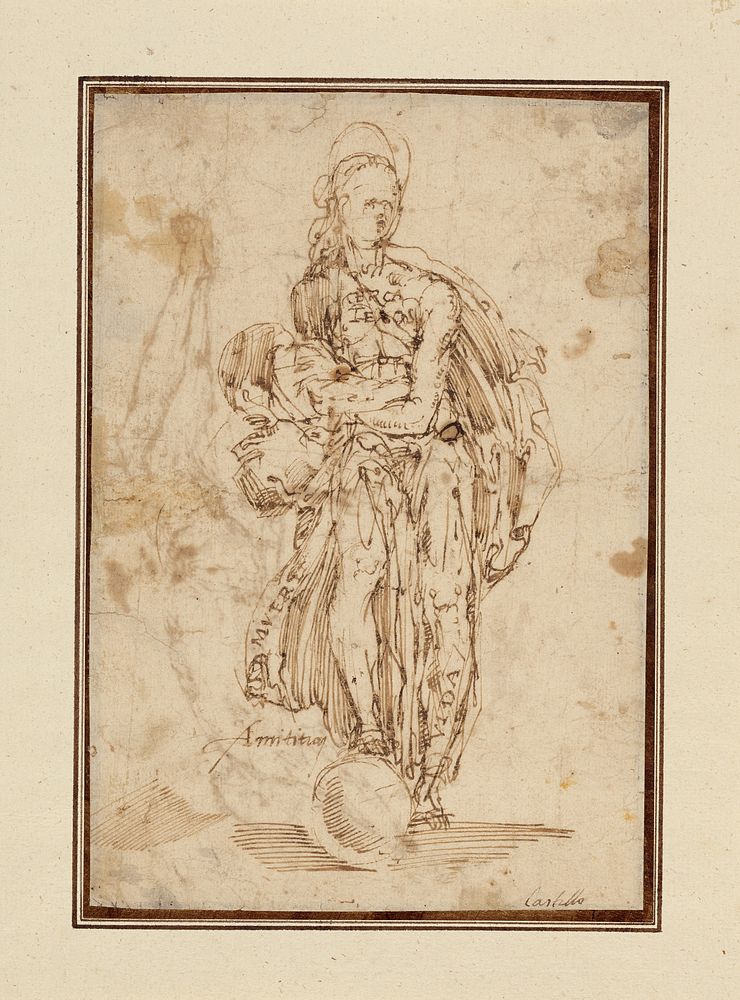 Allegorical Figure of Friendship (recto); Christ on the Cross (verso) by Juan del Castillo