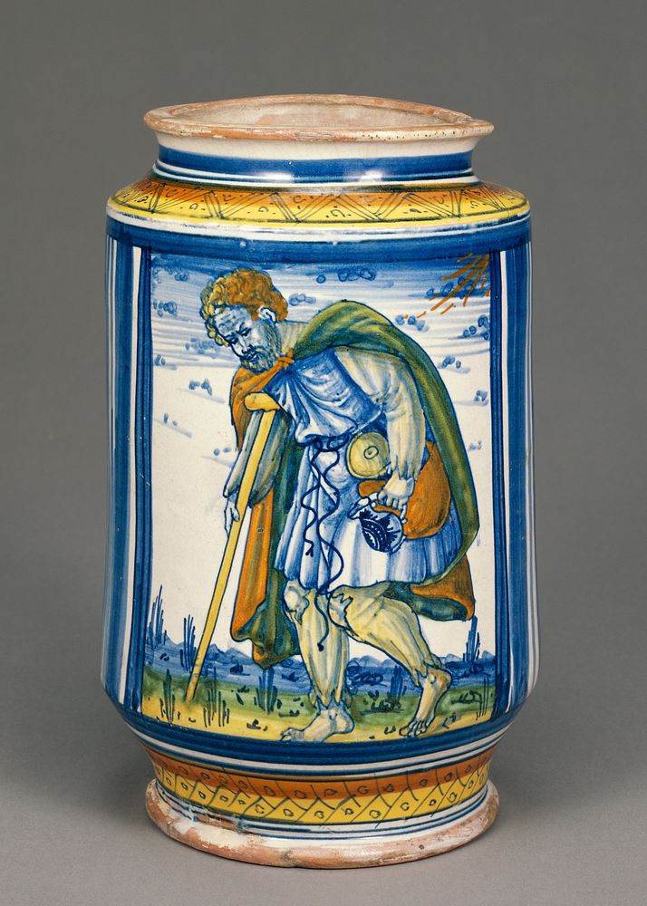 Jar with a Man Leaning on a Crutch