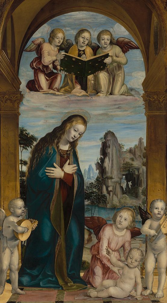 Madonna Adoring the Child with Musical Angels by Bernardino Zenale