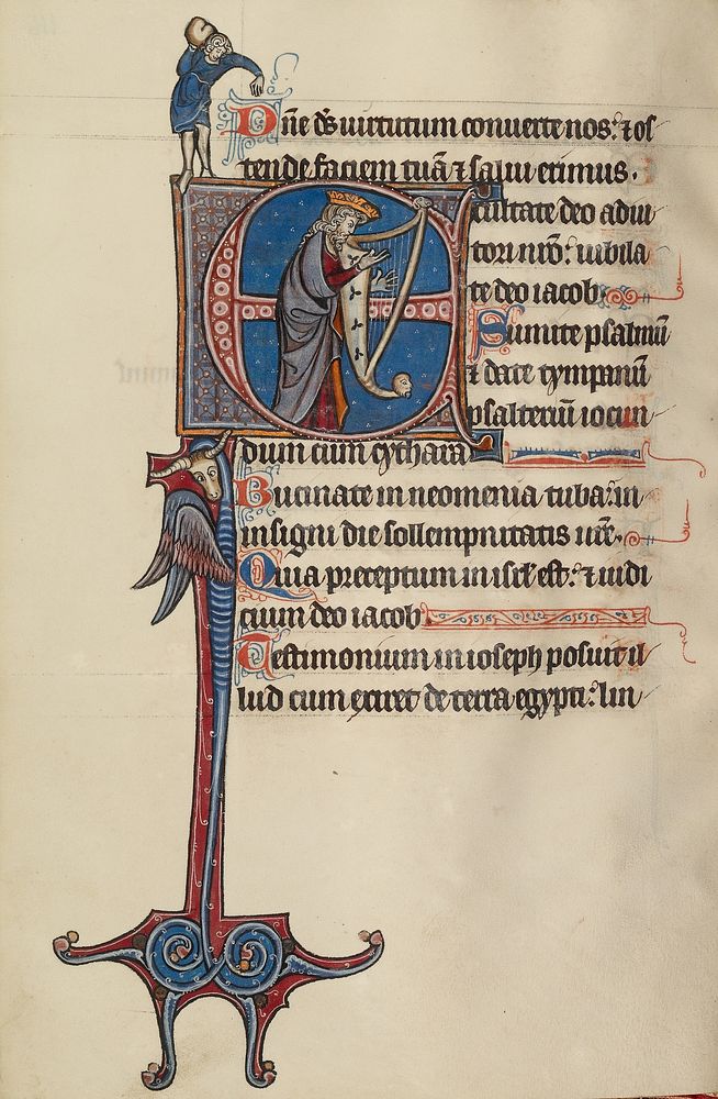 Initial E: David Playing the Harp and a Man Heaving a Rock by Bute Master