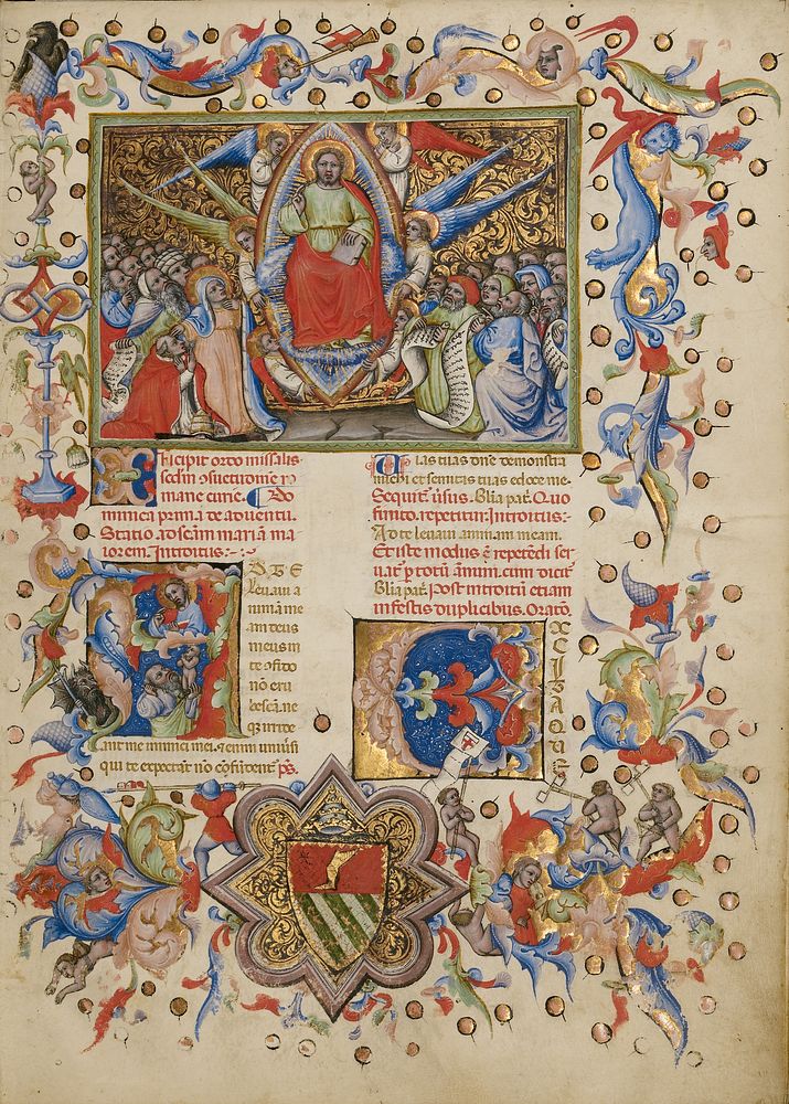 Christ in Majesty; Initial A: A Man Lifting His Soul to God by Master of the Brussels Initials