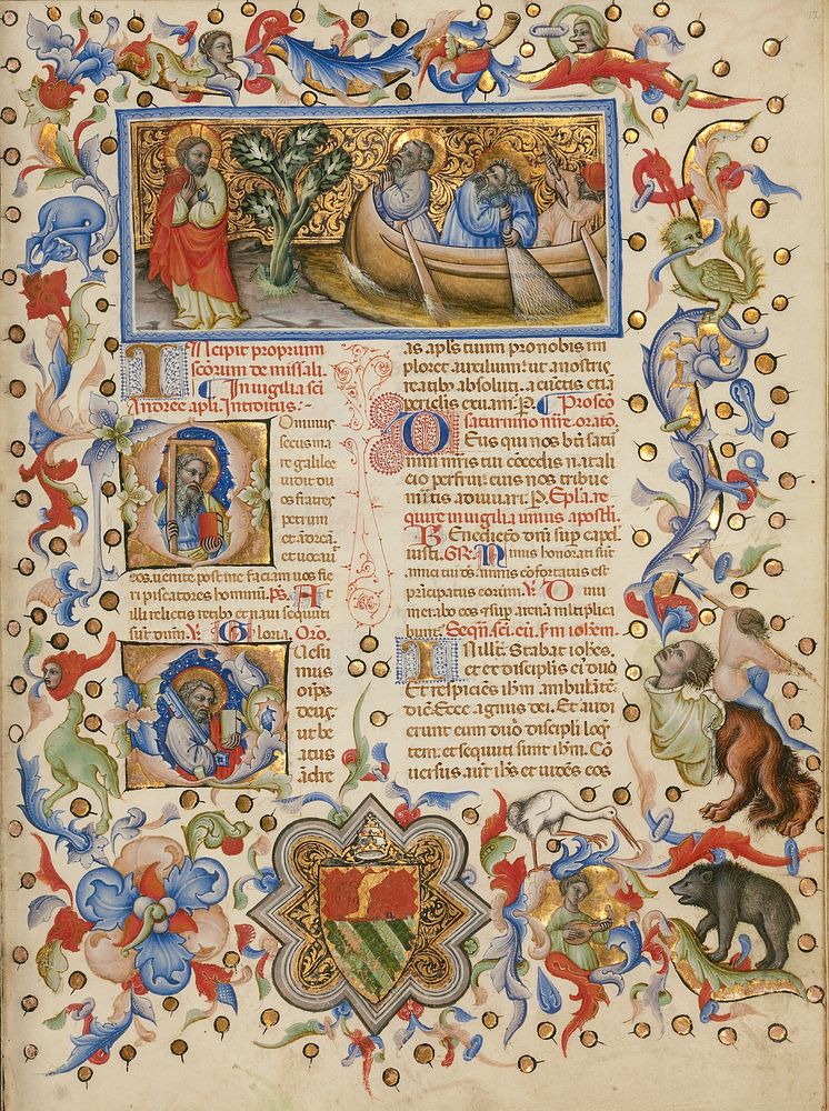 The Calling of Saints Peter and Andrew; Initial D: Saint Andrew; Initial Q: Saint Peter by Master of the Brussels Initials