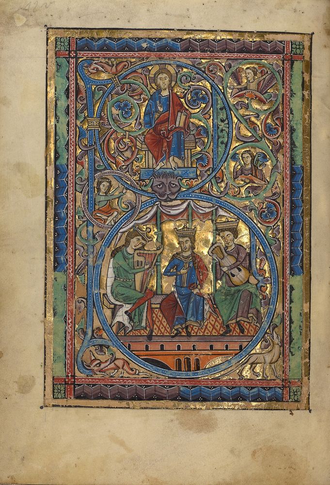 Initial B: Christ in Majesty and David with Musicians