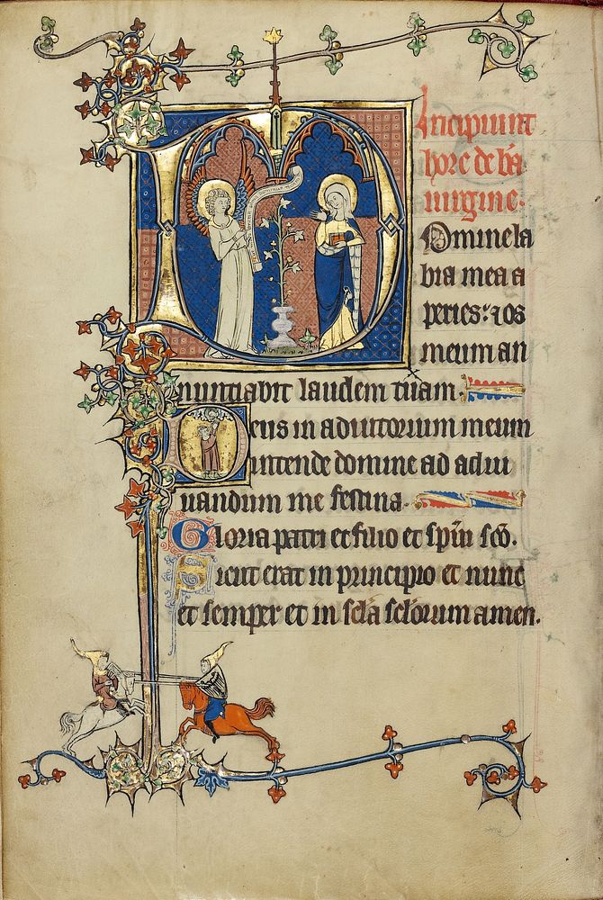 Initial D: The Annunciation; Initial D: A Young Man Praying to Christ in the Clouds