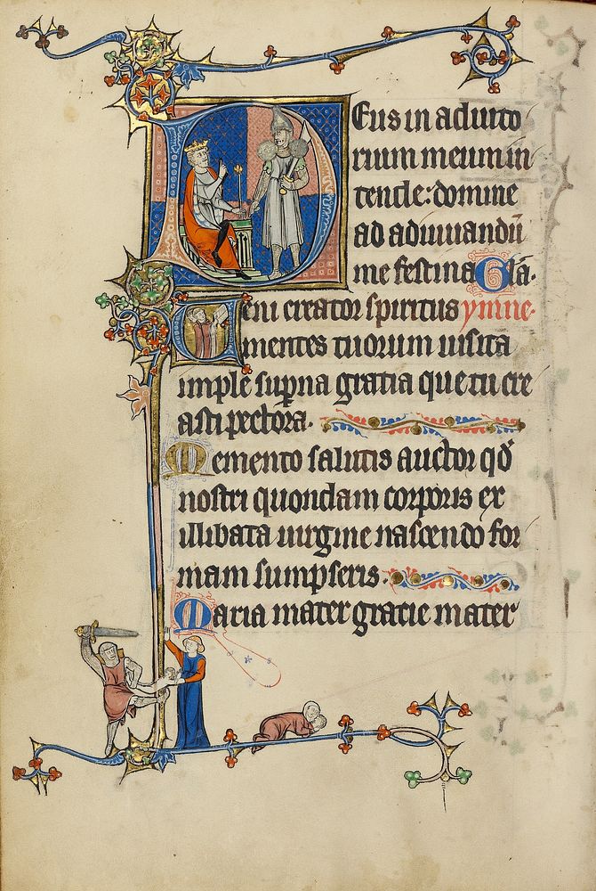 Initial D: Herod Ordering the Massacre of the Innocents; Initial V: Clerics Singing