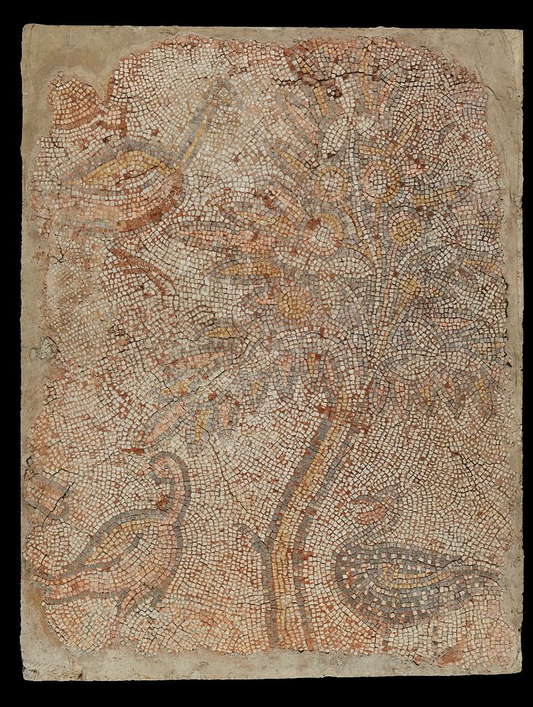 Mosaic Fragment with Three Birds and a Tree