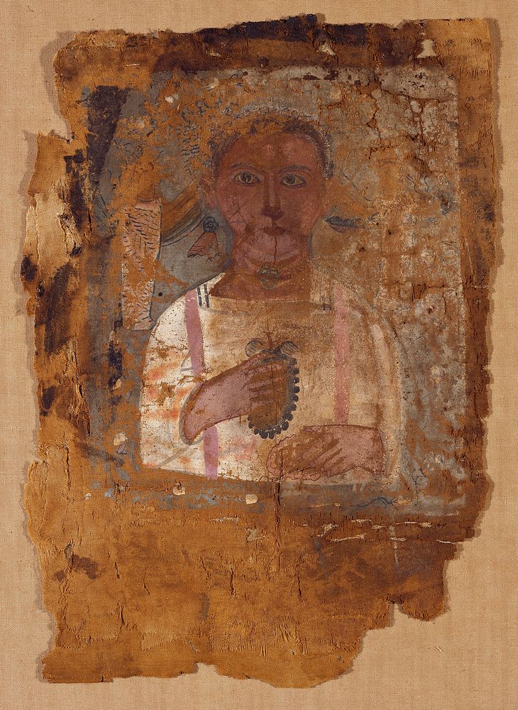 Mummy Shroud with Painted Portrait of a Youth