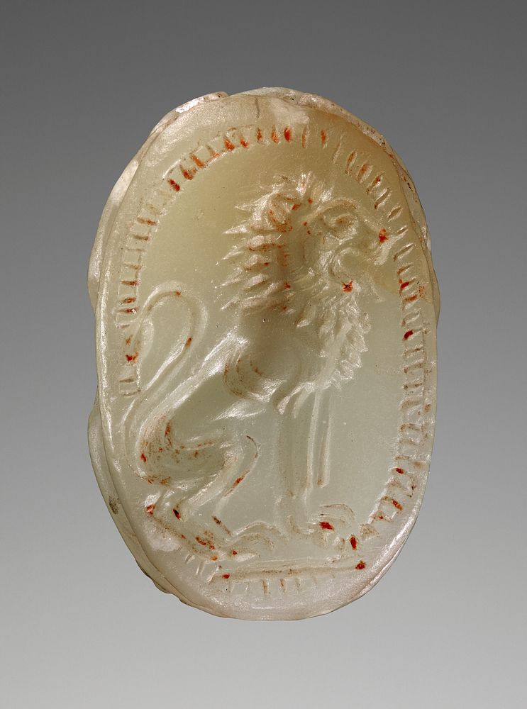 Engraved Scarab with Seated Lion by Onesimos