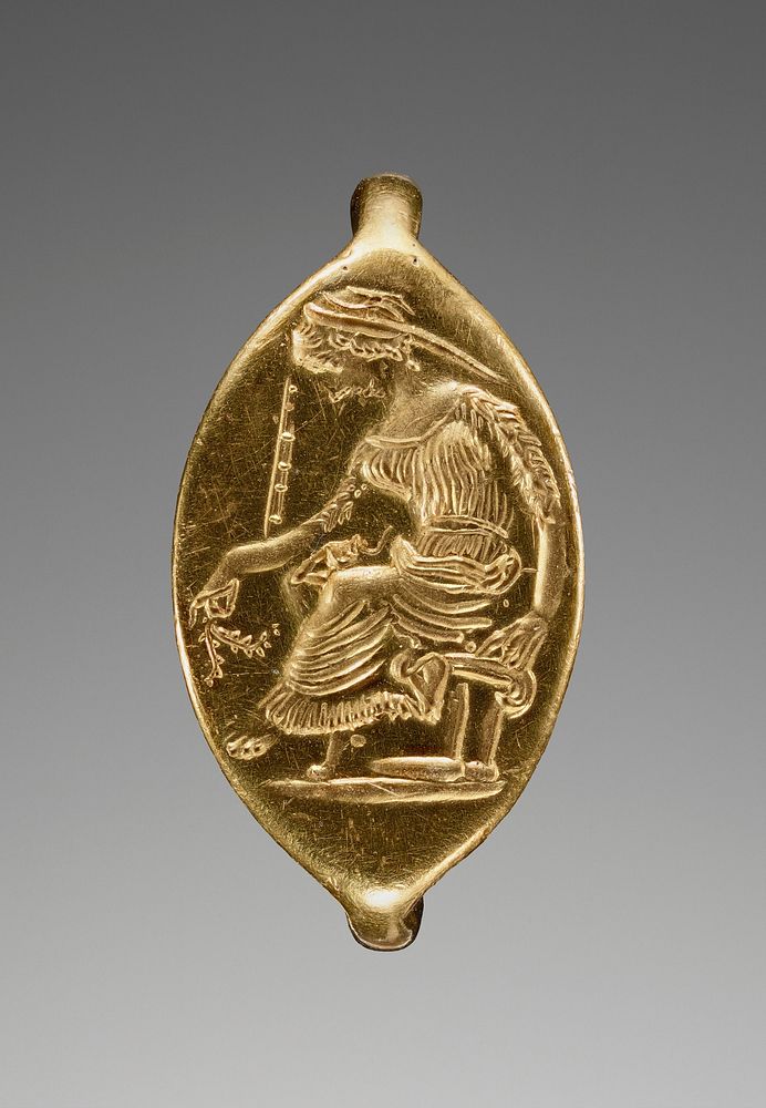 Engraved Ring with a Seated Woman Holding a Branch