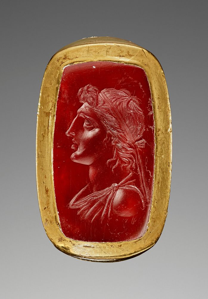 Engraved Gem with Alexander the Great inset Into a Hollow Ring