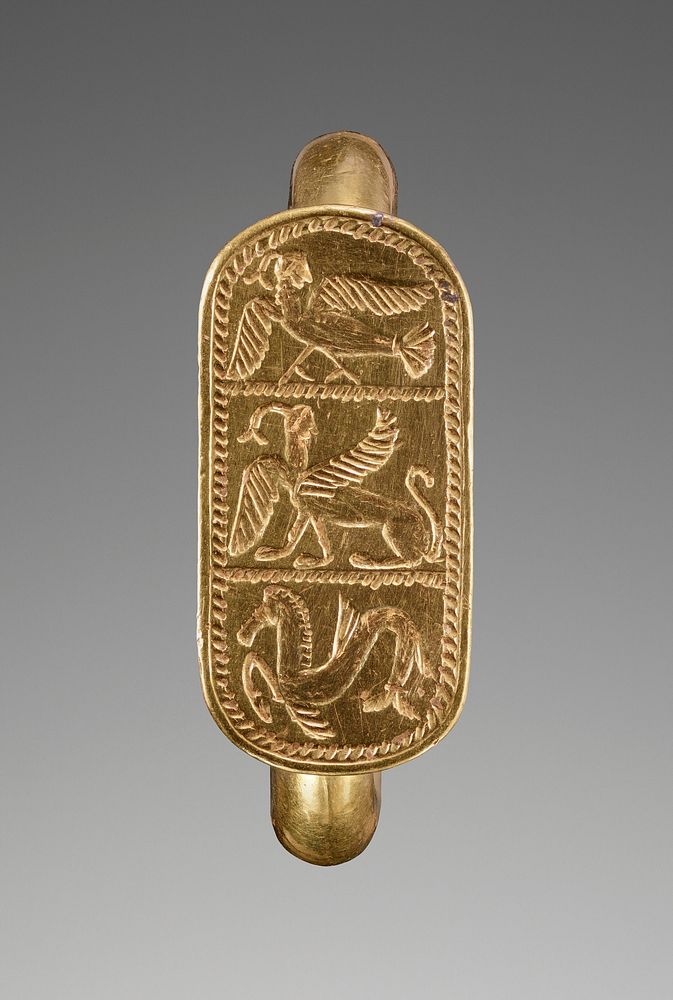 Finger Ring with a Siren, Sphinx, and Hippocamp