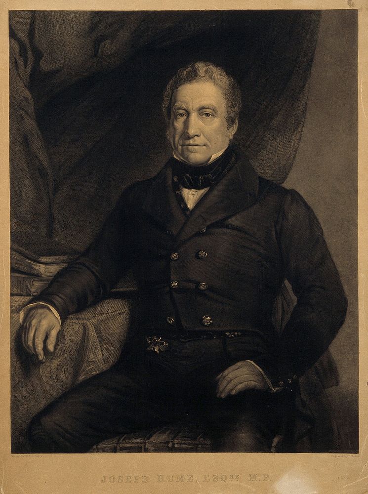 Joseph Hume. Engraving by F. Bacon after G. P. A. Healy.
