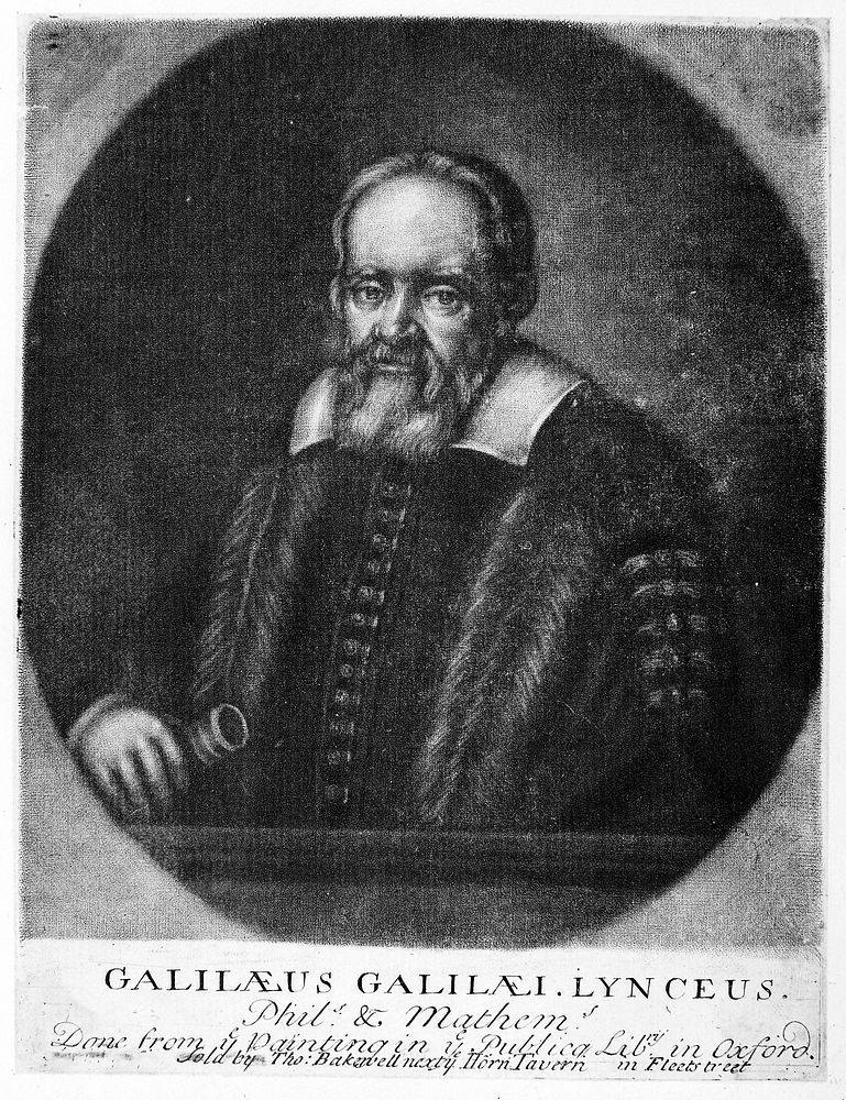 Galileo Galilei. Mezzotint, 17--.