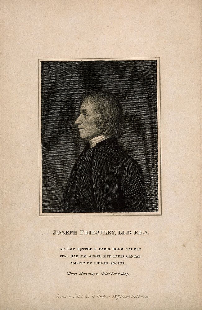 Joseph Priestley. Line engraving.