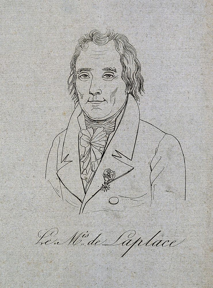 Pierre Simon, Marquis de Laplace. Line engraving.