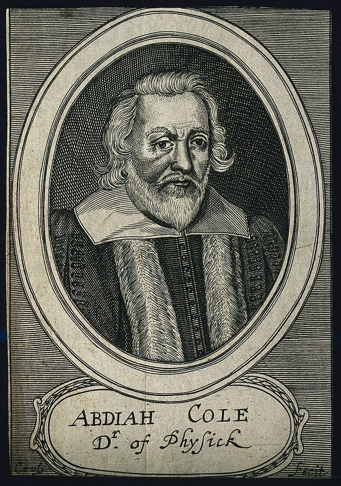 Abdiah Cole. Line engraving by T. Cross, 1672.