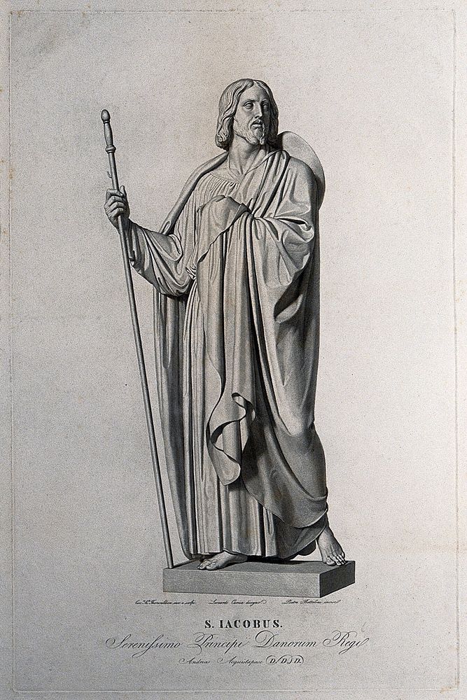 Saint James the Great. Engraving by P. Bettelini after L. Camia after B. Thorwaldsen.