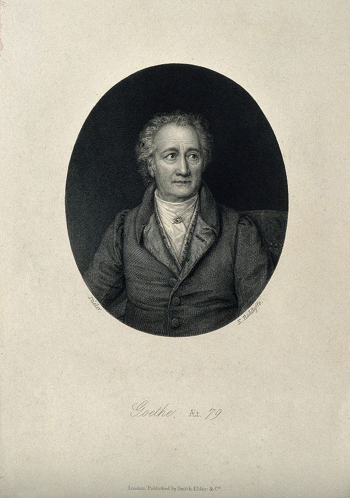 Johann Wolfgang von Goethe. Line engraving by E. Radclyffe after J. K. Stieler, 1828.