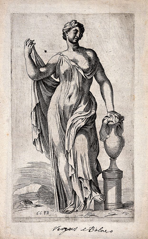 Venus [Aphrodite]. Etching by F. Perrier.