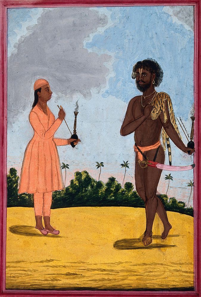 A Vaishnavite or bairagi ascetic. Gouache, 18--.